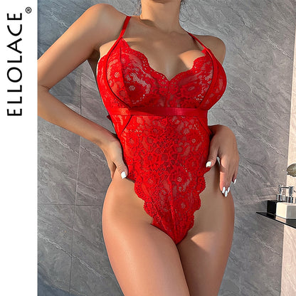 Sexy Lace Bodysuit High Cut Deep-V One-Piece Sleeveless Backless Teddy Top