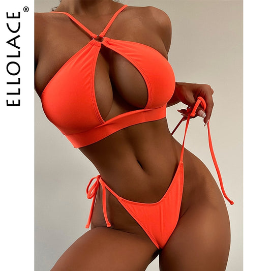 Swimwear Women Push Up Monokini Brazilian Beachwear Padded Hollow Out Micro Bikini Low Waist Extreme Sexy Thread