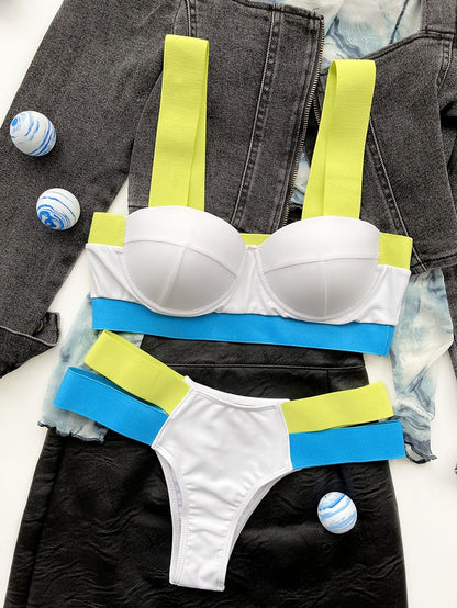 Swimsuits Sexy Swimwear Patchwork Bikini 2020 Push up Biquini Neon Bikinis Swimsuit Bathing Suits