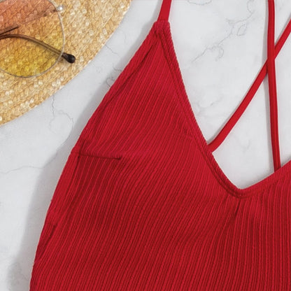 One-Piece Thong Swimsuit High Cut Backless Monokini Solid Whole Swimwear Ribbed Bikini Sexy Harajuku Bathing Suit