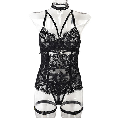 Lace Fitness Fetish 5-Piece Lace Backless Sets Fancy