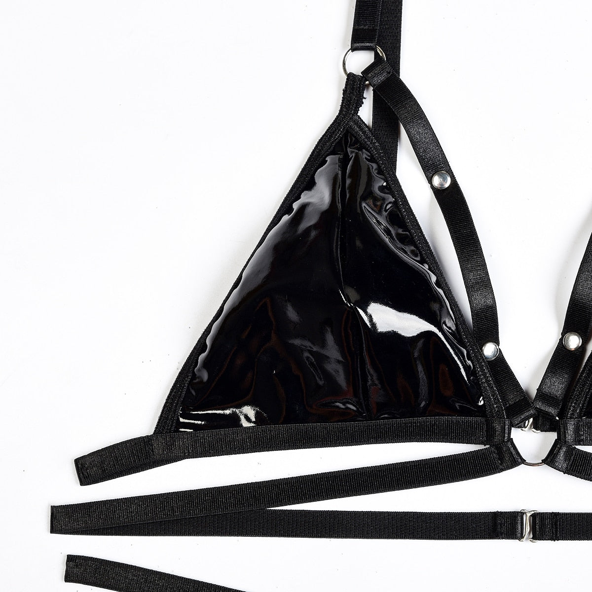Ellolace Latex Lingerie Set Women 2 Piece Leather Underwear Erotic Costume Bilizna Sets Silicone Belt Fantasy Fetish Outfit