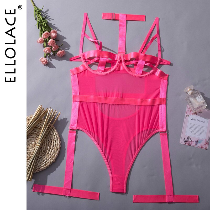 Hollow Out Bodysuit Halter Sexy Lace Erotic Top