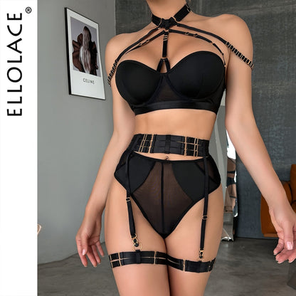 Sexy Exotic 4-Piece Push Up Halter Bra Garter