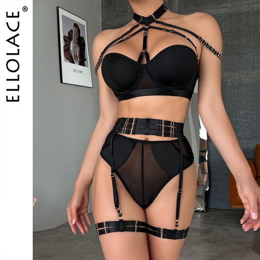 Sexy Exotic 4-Piece Push Up Halter Bra Garter