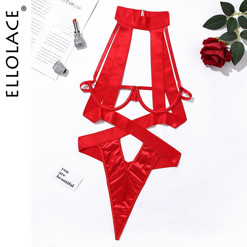 Bandage Sexy Bodysuit Women Halter Hollow Out Black Bottom Body