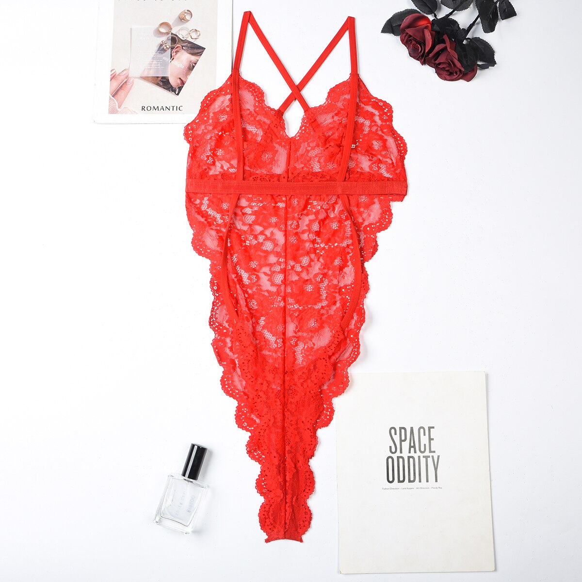 Sexy Lace Bodysuit High Cut Deep-V One-Piece Sleeveless Backless Teddy Top