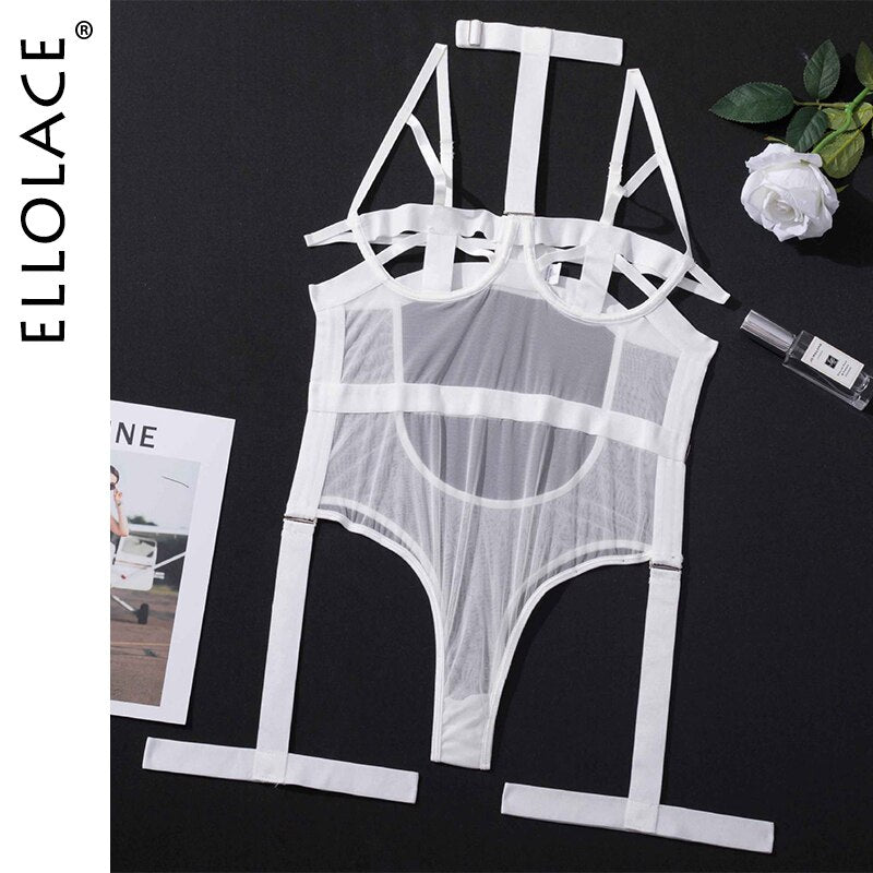 Hollow Out Bodysuit Halter Sexy Lace Erotic Top
