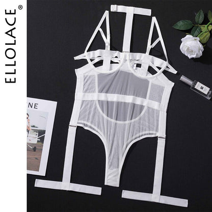 Hollow Out Bodysuit Halter Sexy Lace Erotic Top