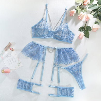 Ellolace Erotic Lingerie Porn Underwear Uncensored Transparent Bra Briefs 5-Piece Fancy Lace Delicate Fine Intimate Luxury Sets