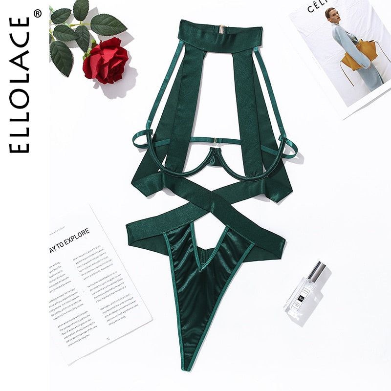 Bandage Sexy Bodysuit Women Halter Hollow Out Black Bottom Body