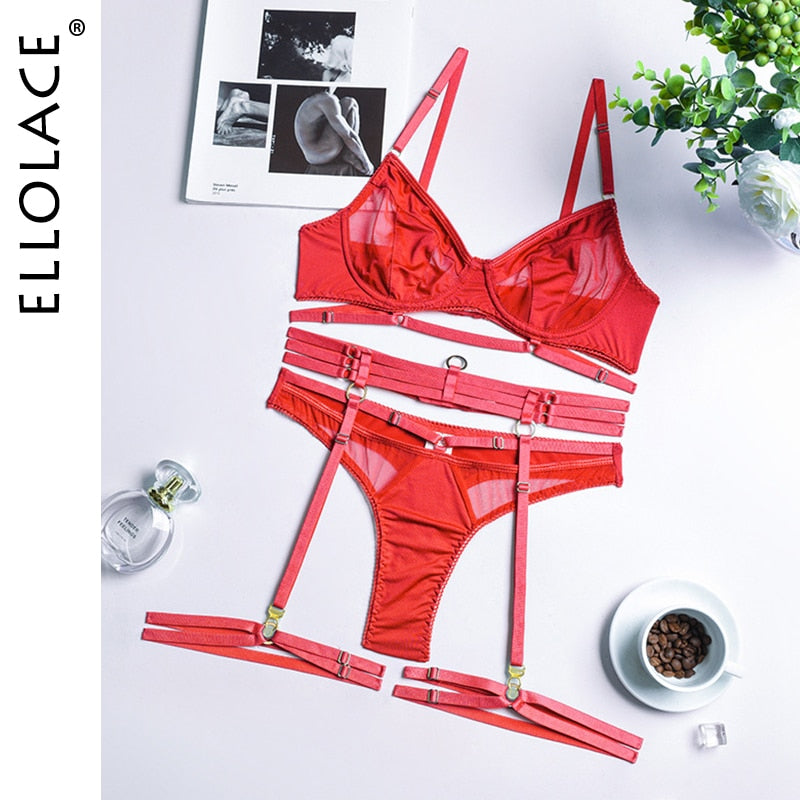 Set Lace Erotic Brief Sets Garters Transparent Sexy Mujer Puta