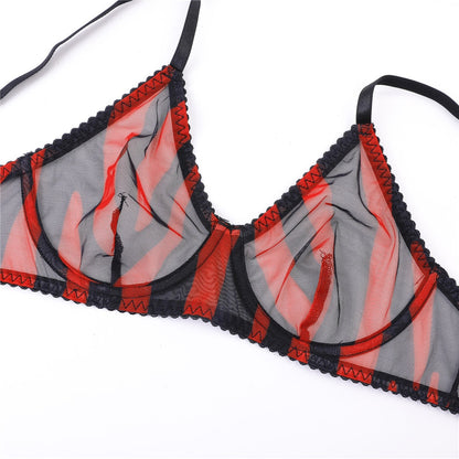 Ellolace Zebra Lingerie 5-Piece Porn Underwear Uncensored Transparent Seamless Intimate Woman Pig Sexy Sheer Lace Exotic Outfits