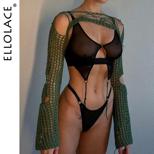 Ellolace Seamless Fetish Lingerie Sheer Lace Set Women 2 Piece Brief Sets Transparent Lingerie Without Censorship Sexy Outfits