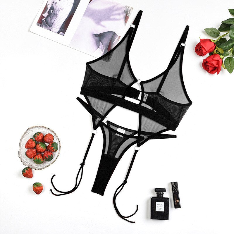 Ellolace Seamless Fetish Lingerie Sheer Lace Set Women 2 Piece Brief Sets Transparent Lingerie Without Censorship Sexy Outfits