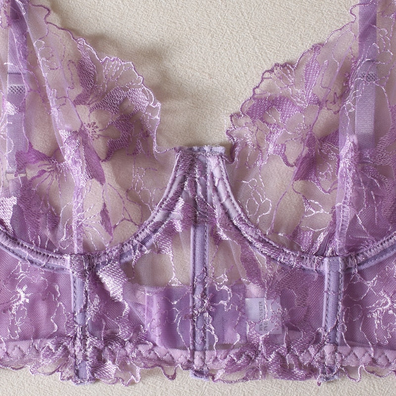 Lace Transparent Fetish Set Women 2 Piece Sexy Bra Luxury