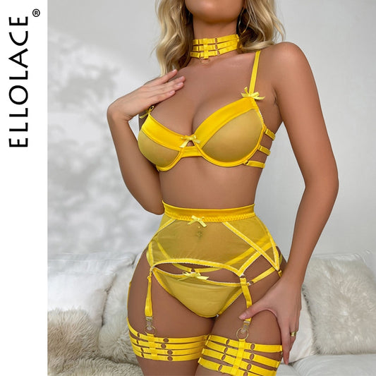 Lingerie Sexy Porn Underwear Women Body Luxury 6-Piece Bra and Panty Set See Through Intimate Uncensored Sheer Outfits