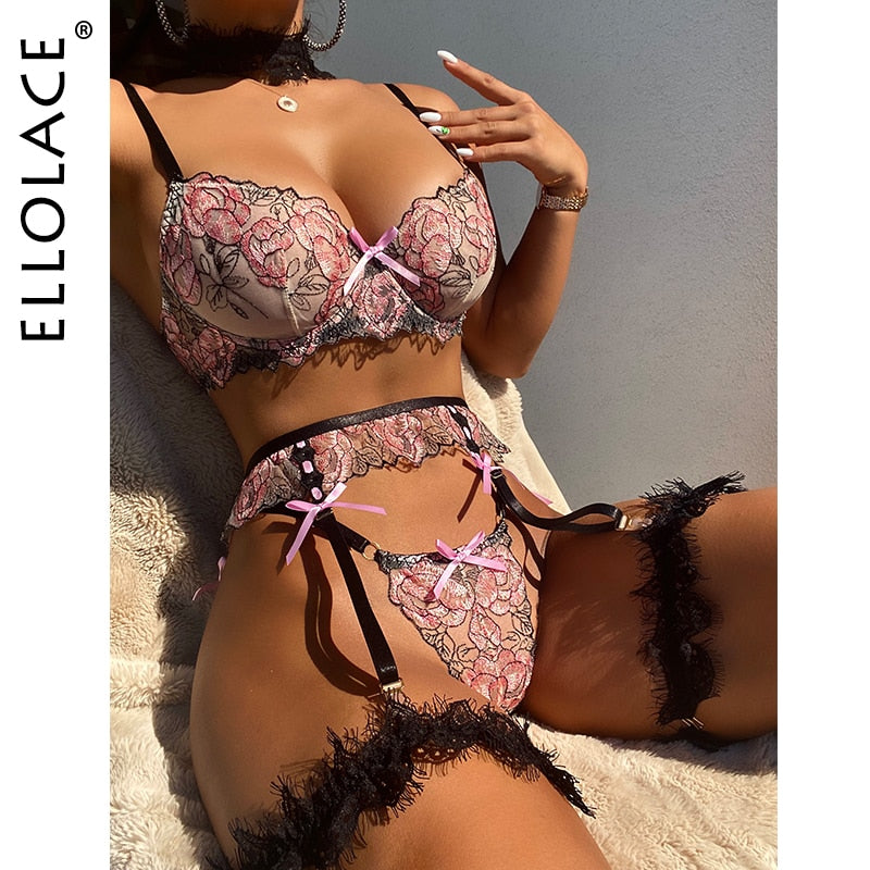 Ellolace Fancy Wedding Lingerie Naked Women Without Censorship Underwear 6-Piece Sexy Costume Luxury Lace Delicate Intimate