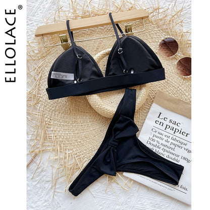 Sexy Swimsuit Bikini Summer Black Bowknot Swimwear Separate Beachwear New Bathing Suit