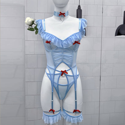 Ruffle Fashion Lace Sexy 4-Piece Sets Seamless