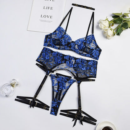 Cobalt Sexy Women Floral Embroidery Transparent Bra Lace Sets
