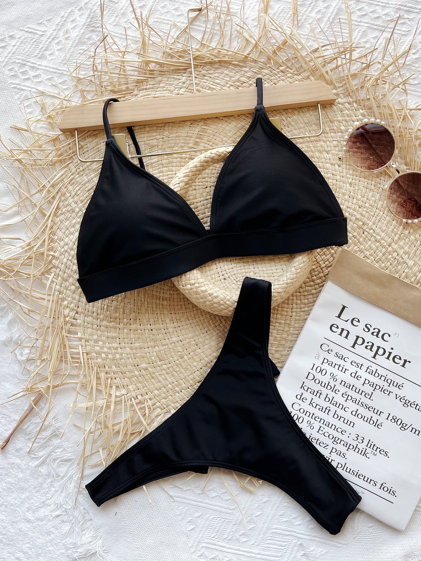 Sexy Swimsuit Bikini Summer Black Bowknot Swimwear Separate Beachwear New Bathing Suit