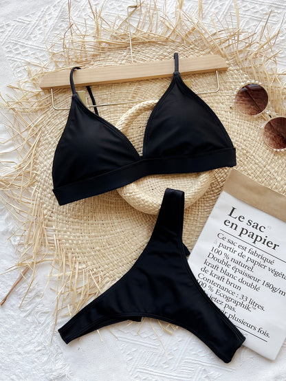 Sexy Swimsuit Bikini Summer Black Bowknot Swimwear Separate Beachwear New Bathing Suit