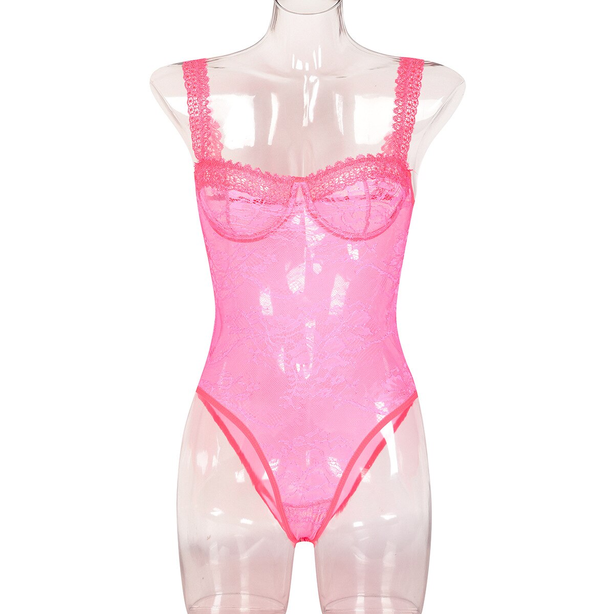Ellolace Sheer Lace Bodysuit Seamless Lingerie Body Uncensored Transparent Top Tight Fitting Woman Sissy Open Crotch Teddy