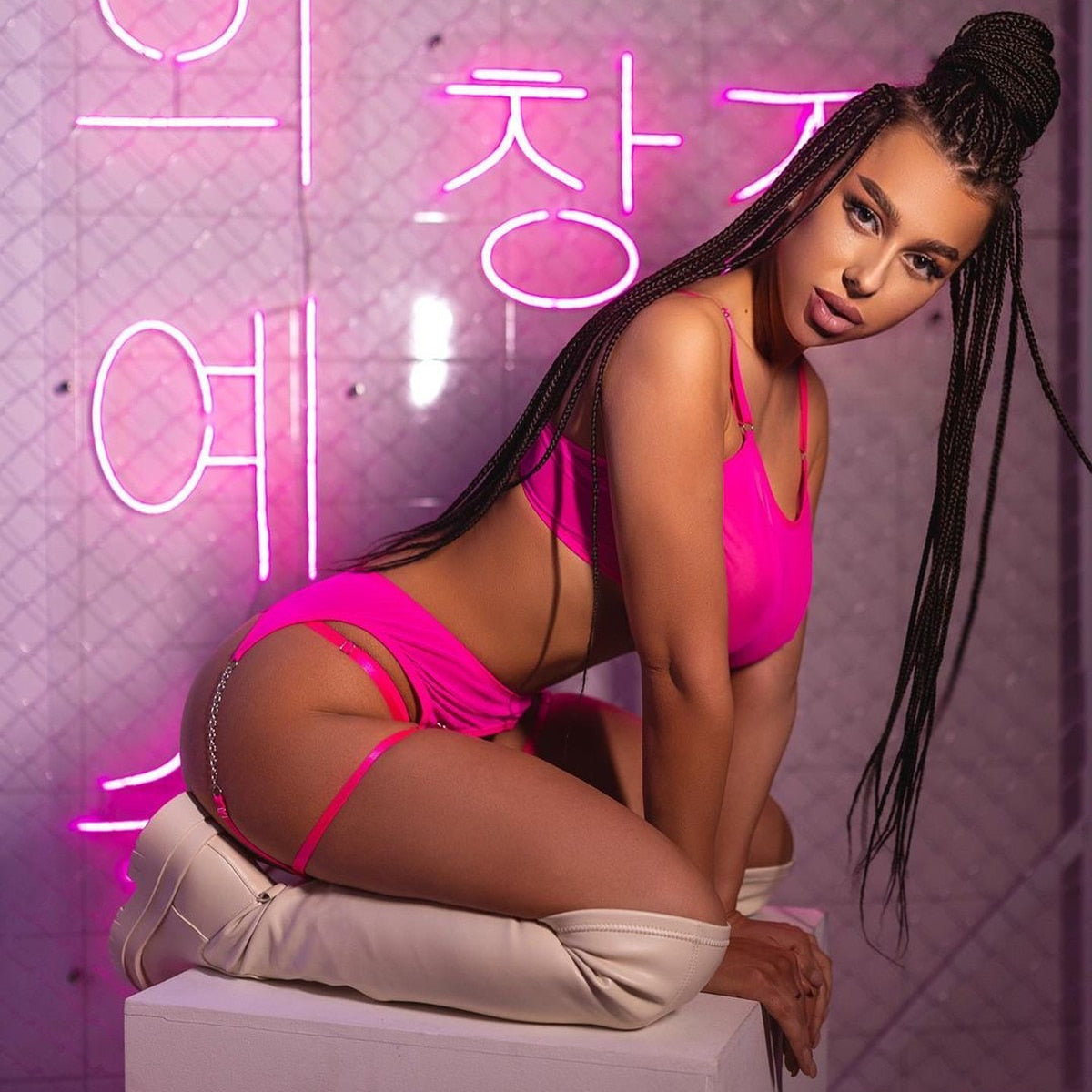 Ellolace Fetish Lingerie See Through Sexy Porn Underwear Women Body Sheer Lace Intimate 5-Piece Naked Seamless Intimate Set