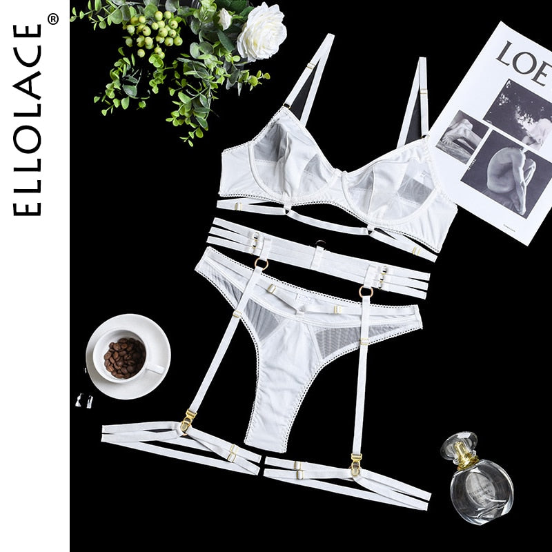 Set Lace Erotic Brief Sets Garters Transparent Sexy Mujer Puta
