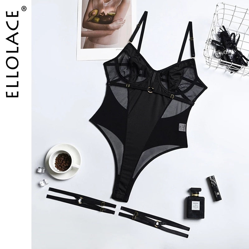 Lace Bodysuit Women Transparent Sexy Black Fitness Crotchless Erotic Body