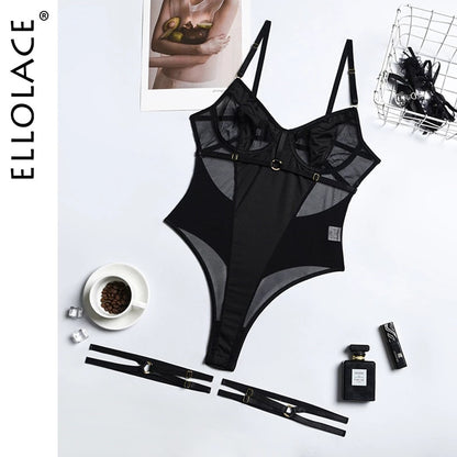 Lace Bodysuit Women Transparent Sexy Black Fitness Crotchless Erotic Body