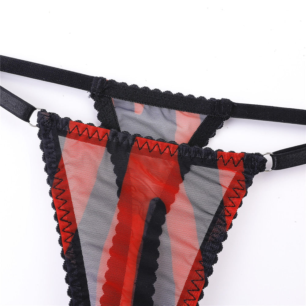 Ellolace Zebra Lingerie 5-Piece Porn Underwear Uncensored Transparent Seamless Intimate Woman Pig Sexy Sheer Lace Exotic Outfits