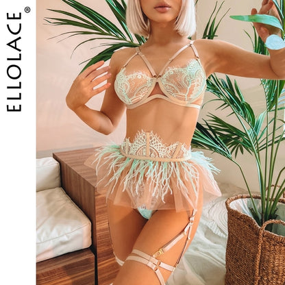 Feather Sexy Lace Set 3 Pieces Sets
