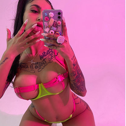 Sexy Hollow Out 4-Piece  For Neon Green