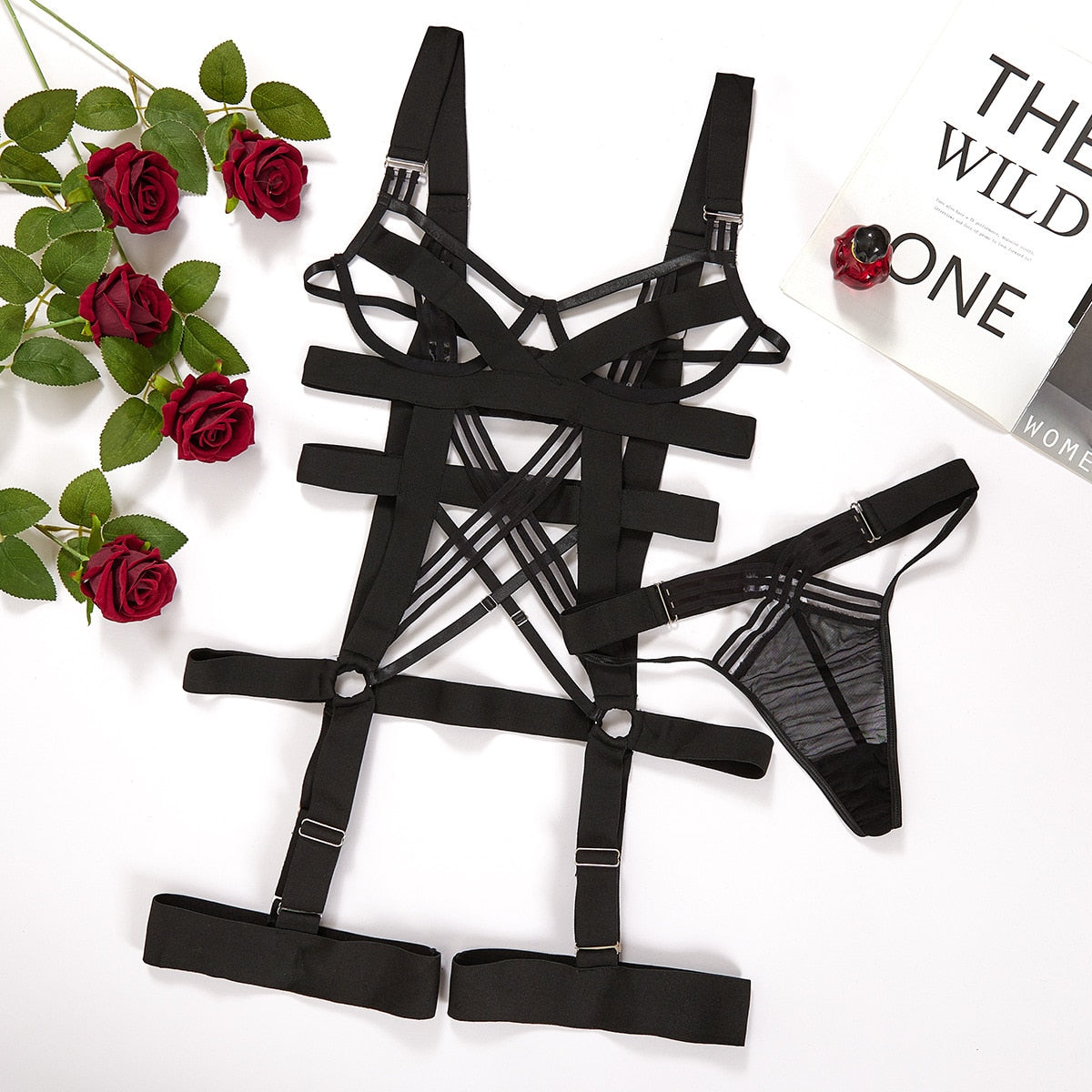 Ellolace Naked Bandage Lingerie Set Women 2 Piece Hot Sexy Fancy Underwear Women Uncensored Transparent Bilizna Set Of Sex
