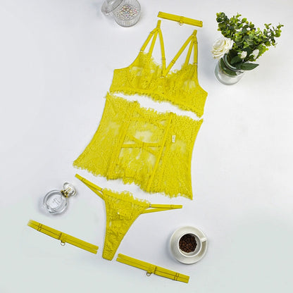 Lace Fitness Fetish 5-Piece Lace Backless Sets Fancy