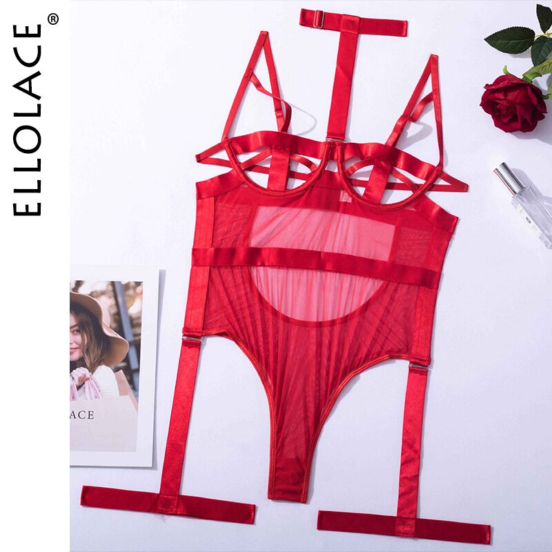 Hollow Out Bodysuit Halter Sexy Lace Erotic Top