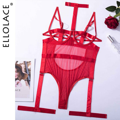 Hollow Out Bodysuit Halter Sexy Lace Erotic Top