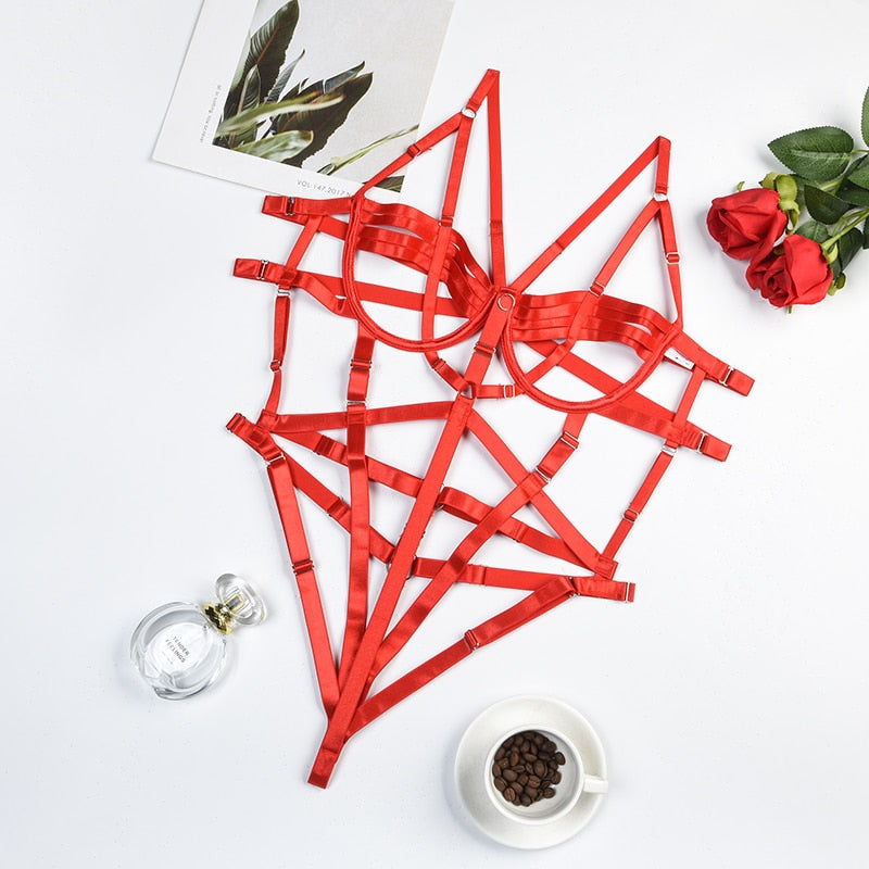 Bandage Bodysuit Hollow Out Sexy Women One-Pieces Teddy