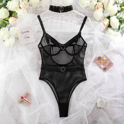 Mesh Bodysuit Transparent Erotic Bodys With Necklace