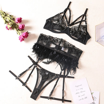 Sexy Lingerie Feathers Underwear Set