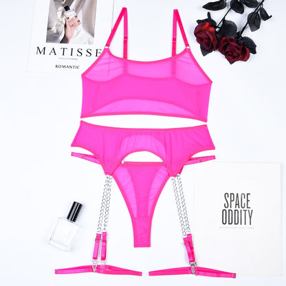 Ellolace Fetish Lingerie See Through Sexy Porn Underwear Women Body Sheer Lace Intimate 5-Piece Naked Seamless Intimate Set