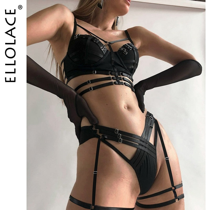 Ellolace Fancy Lingerie Luxury Lace Sissy Matching Intimate Goods Push Up Sexy Outfit Solid Delicate Underwear Exotic Sets