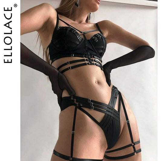 Ellolace Fancy Lingerie Luxury Lace Sissy Matching Intimate Goods Push Up Sexy Outfit Solid Delicate Underwear Exotic Sets