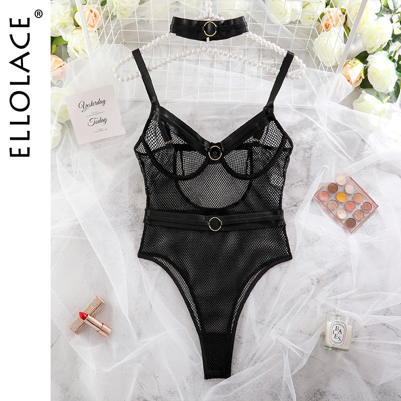 Mesh Bodysuit Transparent Erotic Bodys With Necklace