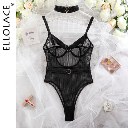 Mesh Bodysuit Transparent Erotic Bodys With Necklace