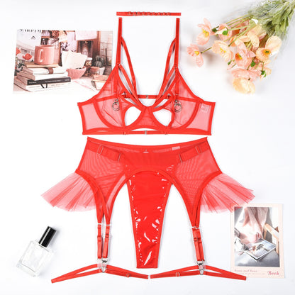 Ellolace Latex Sexy Lingerie Undies Cut Out Bra Porn Underwear Women Body Ruffle Garters Uncensored Video Thongs Erotic Sets