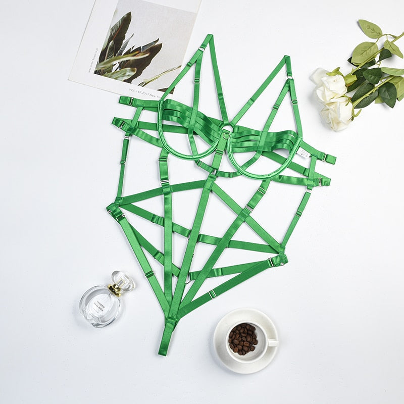 Bandage Bodysuit Hollow Out Sexy Women One-Pieces Teddy